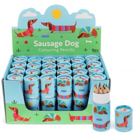 sausage dog design colouring pencils 