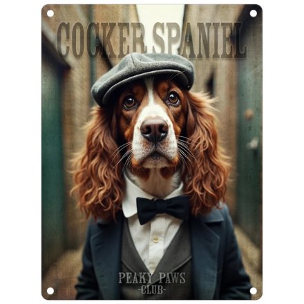 Cocker Spaniel Peaky Paws Large Metal Sign, 40cm 