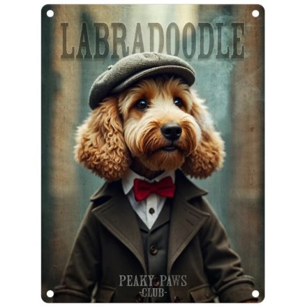 Labradoodle Peaky Paws Large Metal Sign, 40cm 