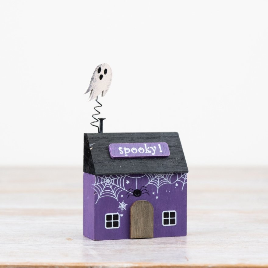 Wooden Halloween House, 12.5cm 