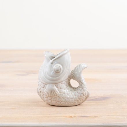 Porcelain Fish Vase, 10.5cm 