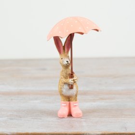 Enliven your space with our delightful Rabbit Holding Umbrella figurine 