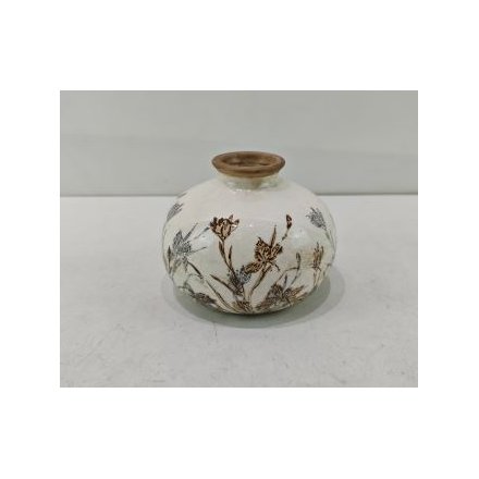 Round Floral Pattern Vase, 13cm 