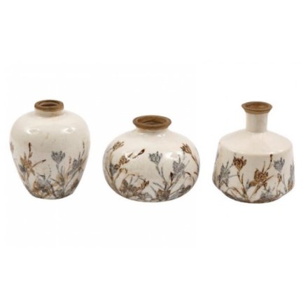 3/A Round Floral Pattern Vase, 13cm 