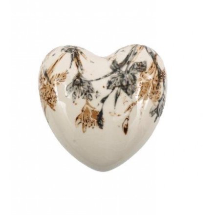 Floral Pattern Heart, 8.5cm 