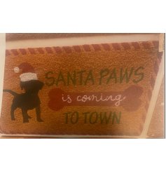 Spread holiday cheer and keep your floors clean with the Santa Paws Doormat 
