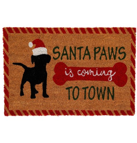 Keep floors clean & spread holiday cheer with Santa Paws Doormat 