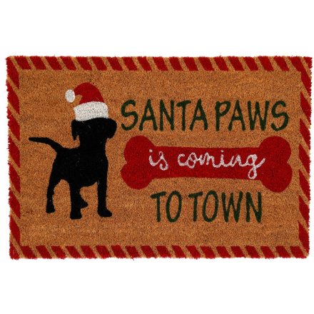Dog Santa Paws Doormat, 60cm 