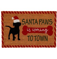 Spread holiday cheer and keep your floors clean with the Santa Paws Doormat 