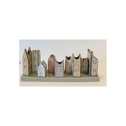 9pc House Design Mounted Bud Vases, 30cm 