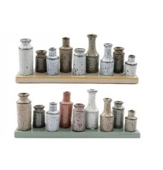 Transform your space with our chic 30x11.5cm Pot Vases On Plq set