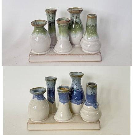 Mounted 5 Glass Vase, 13.5cm 2 Assorted 