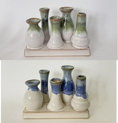 stylish green and blue vases mounted 