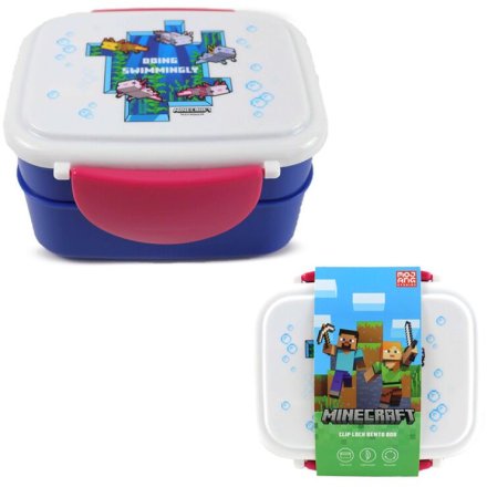 Minecraft Axolotl Clip Lock Lunch Box with Cutlery, 15.5cm 