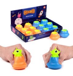 Watch as their curiosity takes flight with the Squeezy Alien Ufo Pop Out Toy 