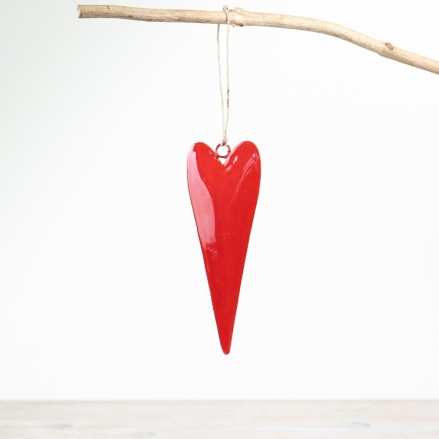 Red Hanging Heart Decoration, 17cm  