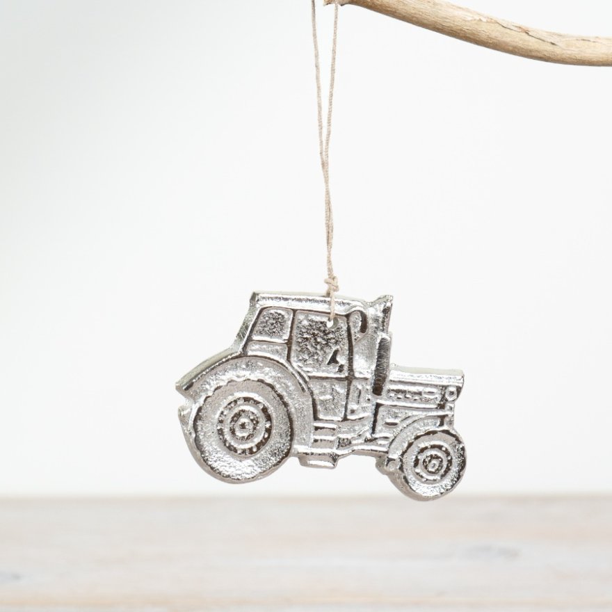 Aluminium Hanging Tractor Decoration, 11cm 