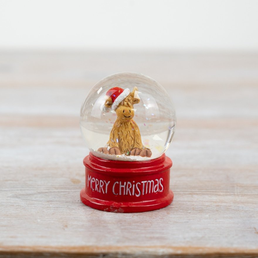 Merry Christmas Cow Water Globe, 6cm 