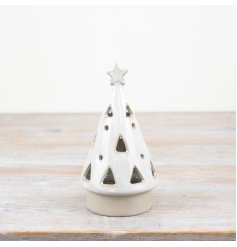 Add a touch of festive charm to any home with this charming white LED Christmas tree.