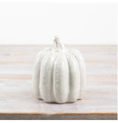 White Pumpkin Deco, 12.3cm 