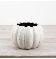 Ceramic Pumpkin Planter, 16 x 10.5cm