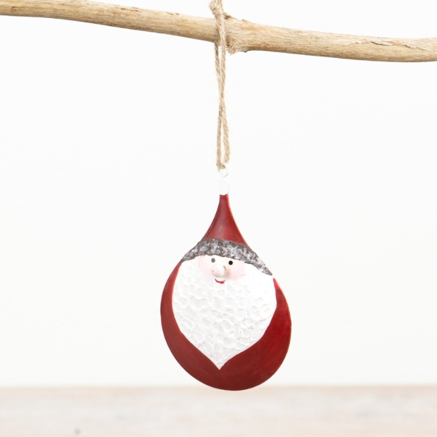 Hanging Metal Santa Tree Decoration, 10cm 