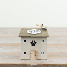 Infuse your home with feline flair and cozy vibes with our wooden cat house decoration.