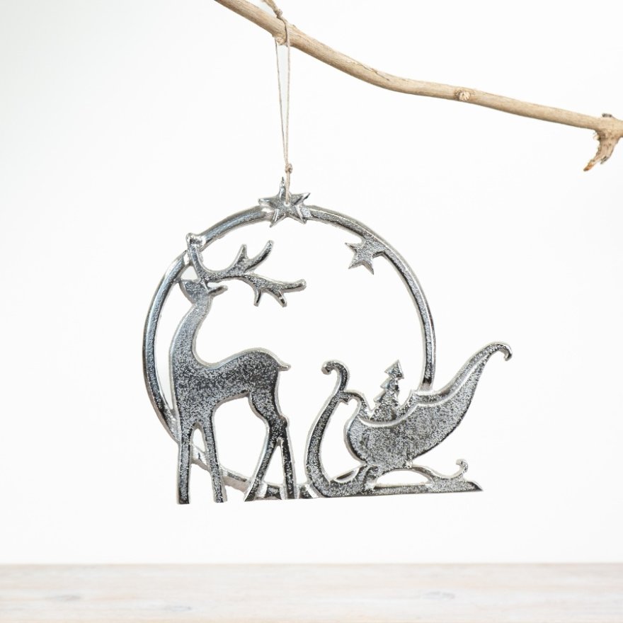 Reindeer Aluminium Ring Deco, 25cm 