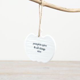 Hanging Ceramic Pumpkin w/Slogan 9cm 