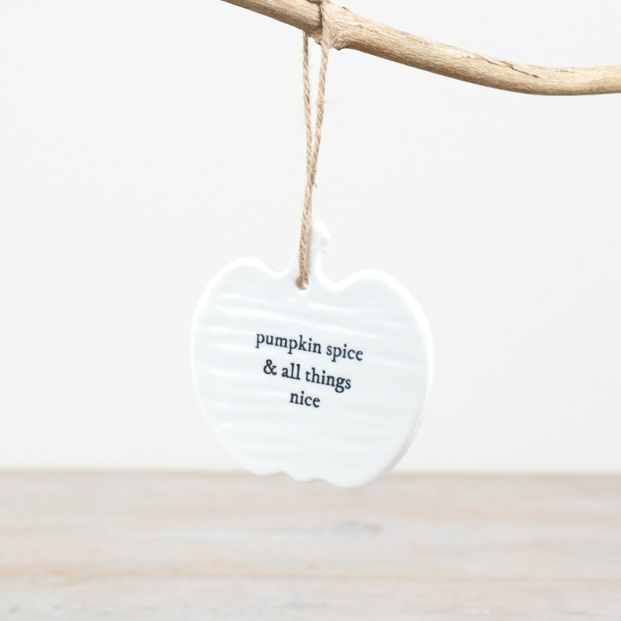 Hanging Ceramic Pumpkin w/Slogan 9cm