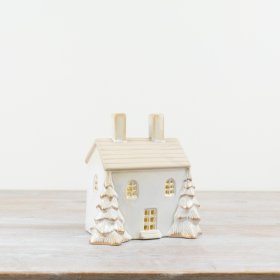 Festive LED House w/ Gold Detail 17cm