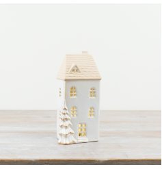 LED Festive House w/ Gold Detail
