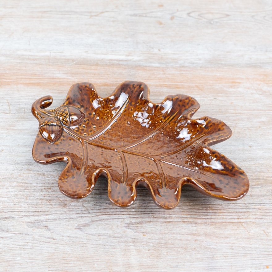 21.5cm Brown Leaf Trinket Dish