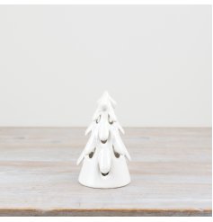 Light Up LED Christmas Tree in White, 16cm