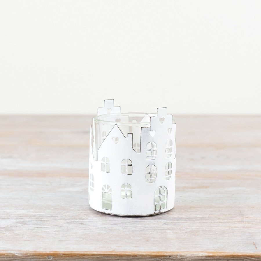 Beautify your home with our elegant white house shaped candle holder - the perfect addition to any decor!