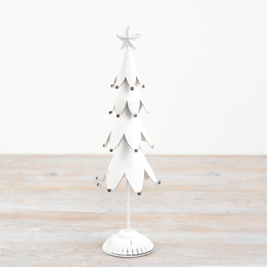 Tall White Metal Tree Star, 32cm