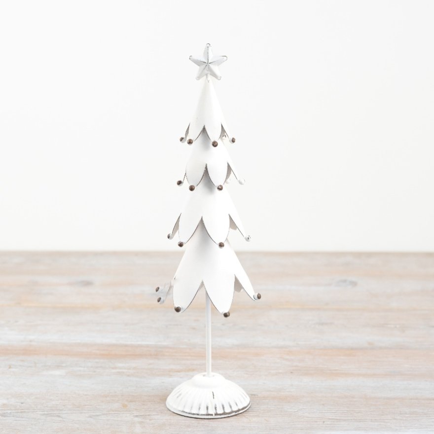 Tall White Metal Tree Star, 32cm 