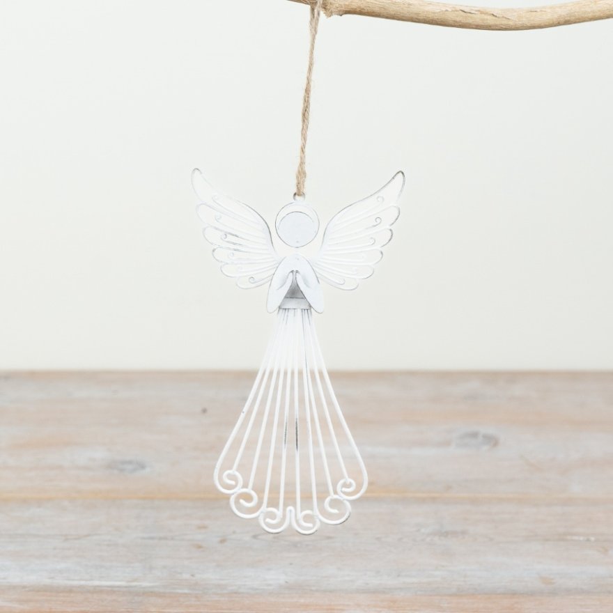 18cm White Wire Angel Hanger