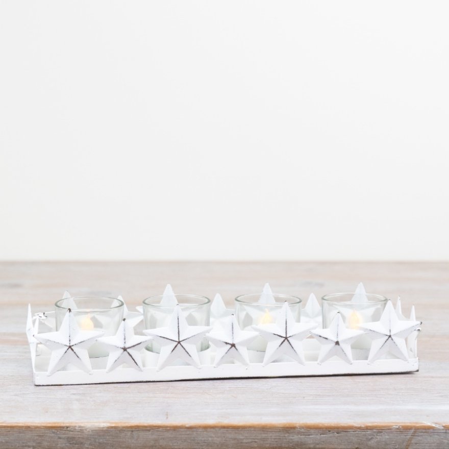 White Star 4 Tea Light Star Holder, 28.5cm 