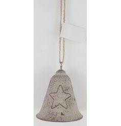 A rustic metal bell hung by jute twine with a chic star detail. 