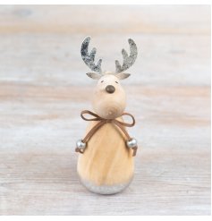 Introduce a touch of charm to your woodland-themed collection with this charming wooden reindeer ornament.