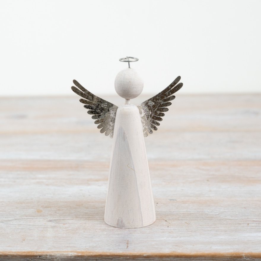 White Standing Angel Deco, 13cm 