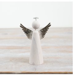 13cm Wooden Standing Angel Deco