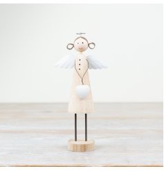 Bring elegance to any space with our finely crafted wooden Angel statue.