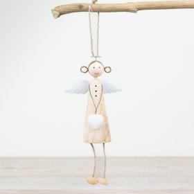 Angel Wooden Tree Hanger, 18cm 