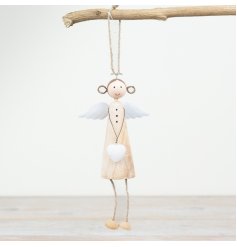 Hanging Wooden Angel, 18cm 