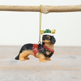 Introducing our charming Christmas dachshund hanger, complete with a festive red harness adorned with bells and a cute h