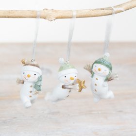 Sage Green Hanging Snowmen 3/a