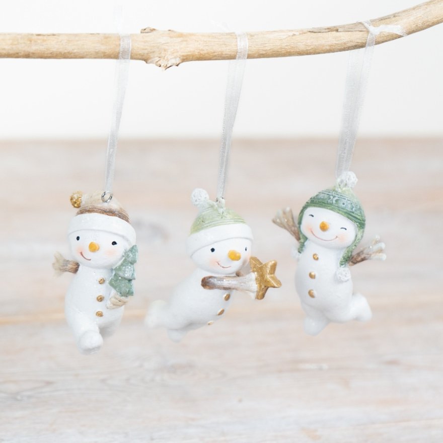 Sage Green Hanging Snowmen 3/a