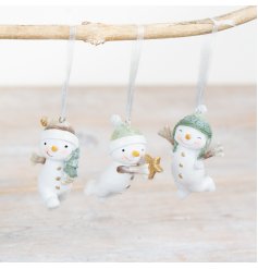 Sage Green Snowmen Hangers 3/a